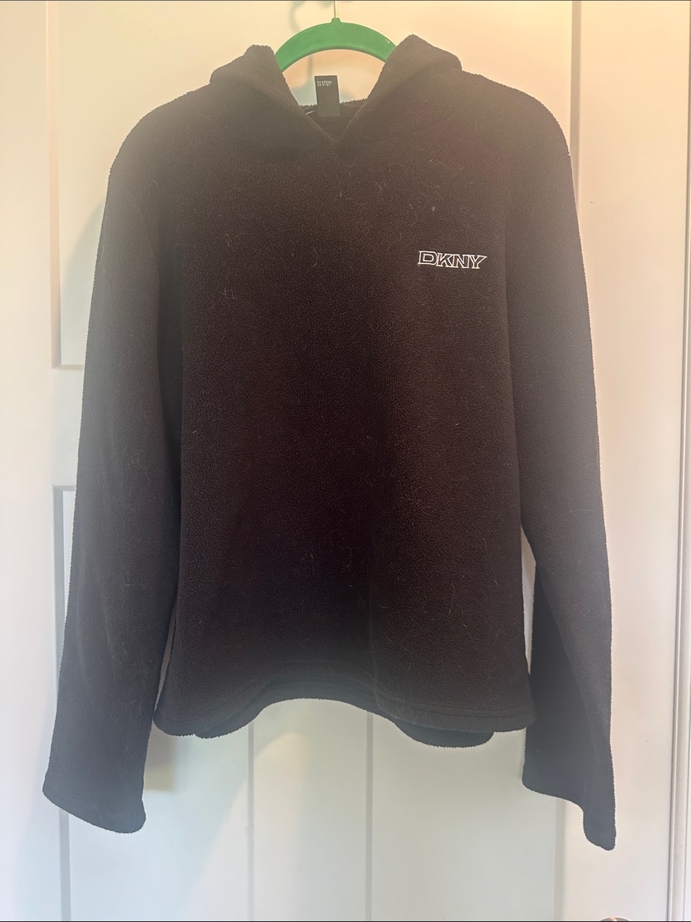 DKNY Black Hooded Pullover with White Logo